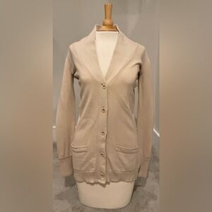 J. Crew Cotton Beige Long Cardigan, Size XS